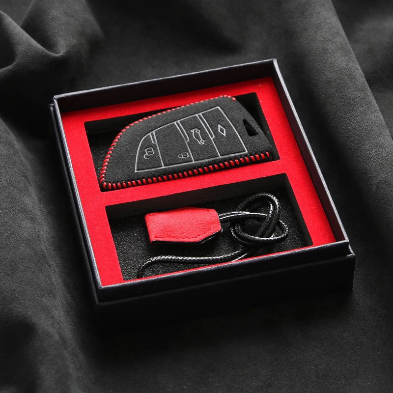 Handmade Genuine Leather Key Fob Cover for Cadillac XT5 XT4 CT5 XTS CT6 ATSL Car Interior Accessory