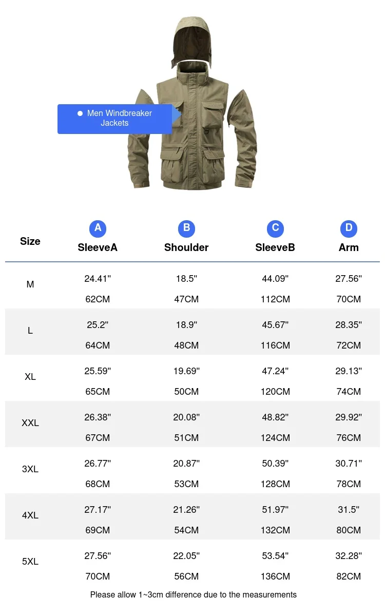 Autumn Men\'s Mountain SKi Jackets Casual Men Multi-pocket Windbreaker Hooded Coats Men Sports Climbing Jackets Clothing 5XL