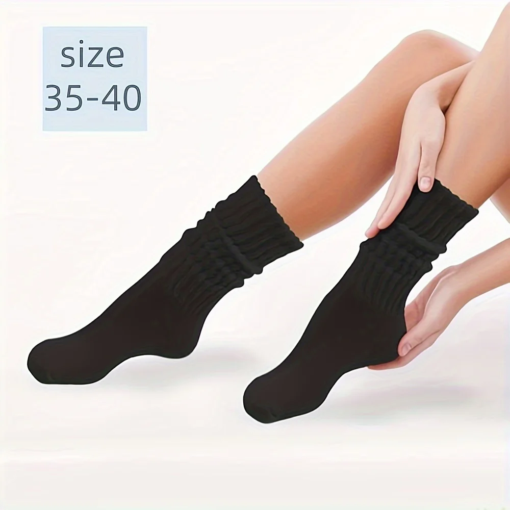3 pairs of autumn-style slouch socks for women, women's scrunch socks, thick and warm solid color socks for autumn and winter