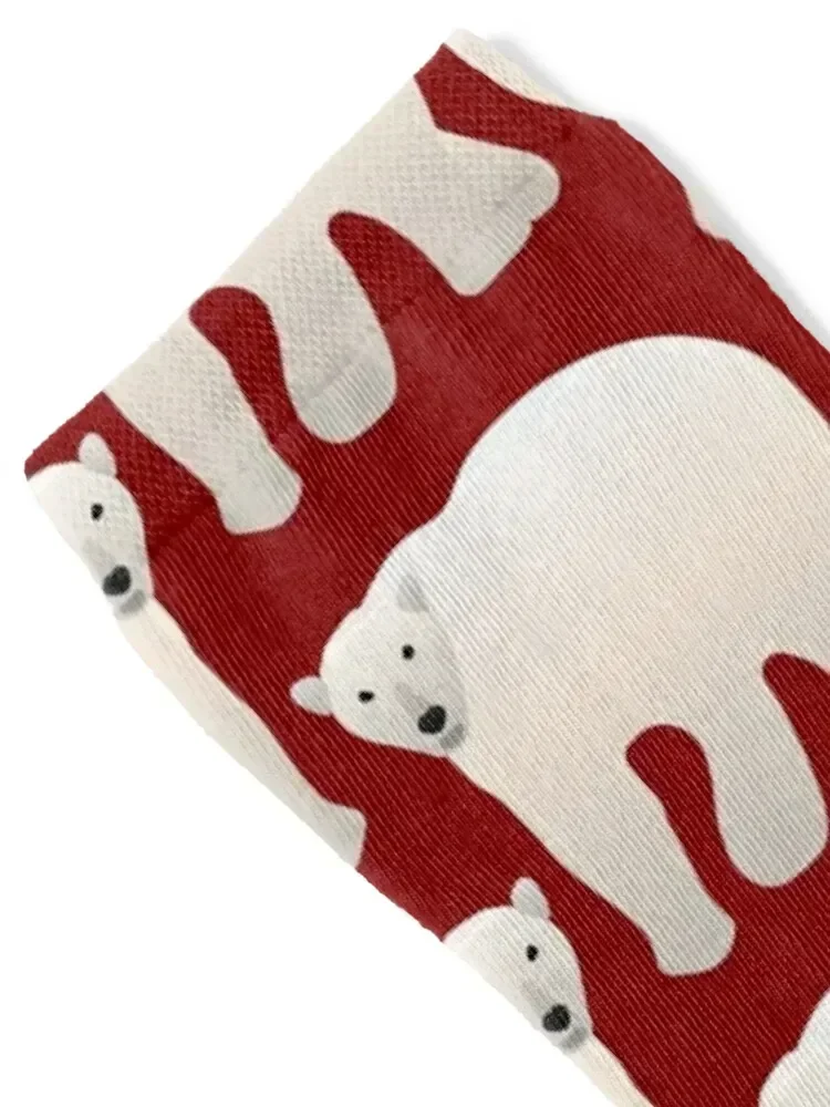 Adorable Polar Bear Pattern (dark red) Socks japanese fashion Soccer happy Woman Socks Men's