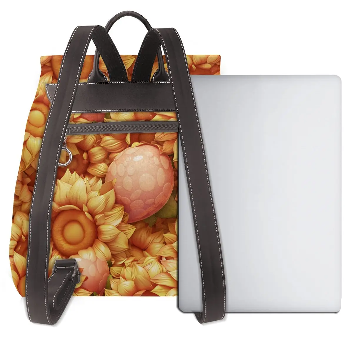 해바라기와 반점 3D 패턴 새로운 핫 여성 배낭 디자이너 고품질 가죽 간단한 패션 대용량 배낭