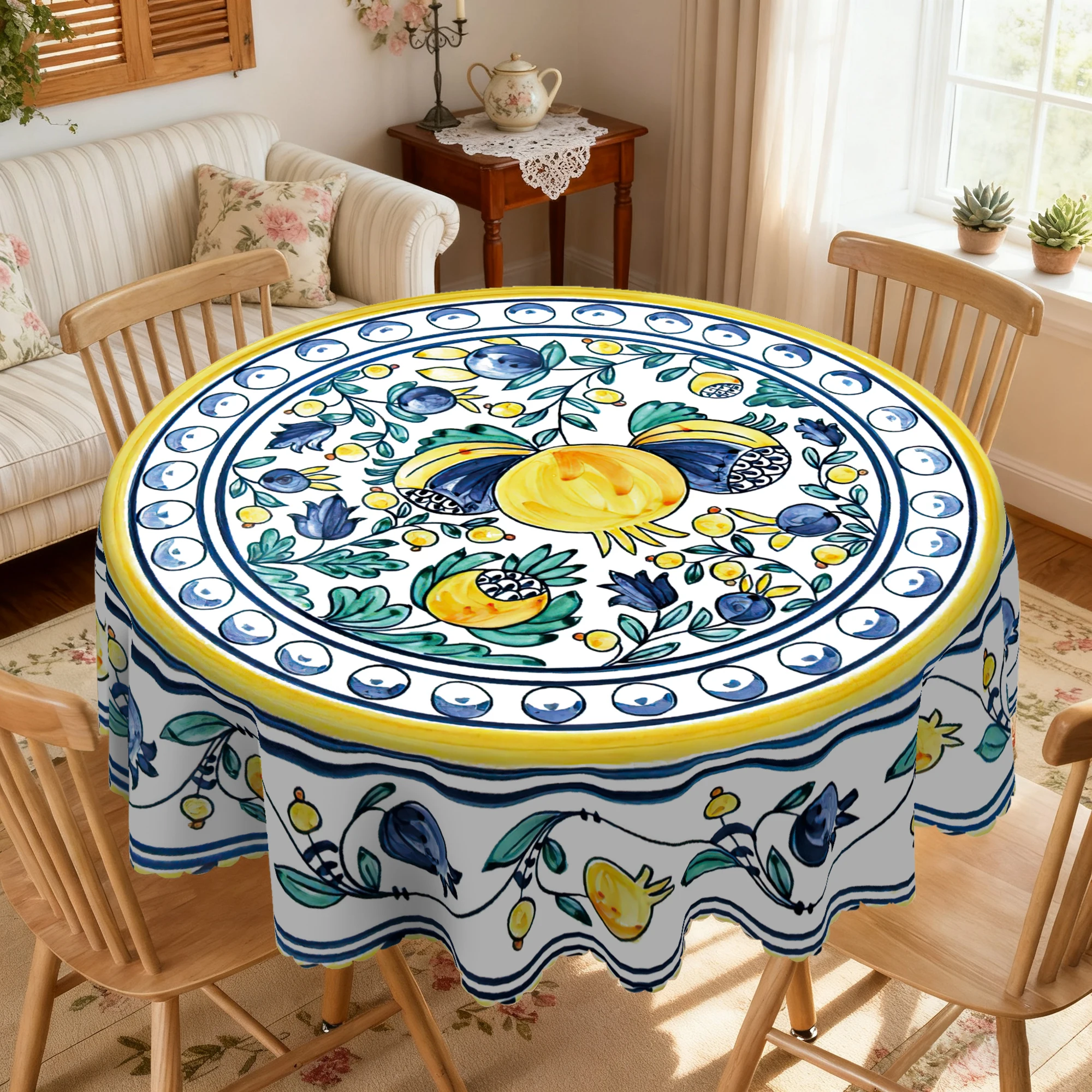 1 Piece of Bohemian-Style Fruit-Themed Printed Tablecloth, Pomegranate Pattern Design, Suitable for Holiday Gatherings, Camping Picnics, Garden Bbqs, Party Decorations, Kitchen Accessories, Tablecloth for Indoor and Outdoor Use in Restaurants, Patios, Perfect Gift for Friends, Round and Rectangular Tablecloths, Multiple Sizes Available