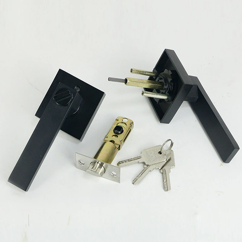 1PCS Spherical Door Lock Indoor Bedroom Bathroom Three Bar Door Lock Universal Old-fashioned Ball Shaped Black Handle Lock