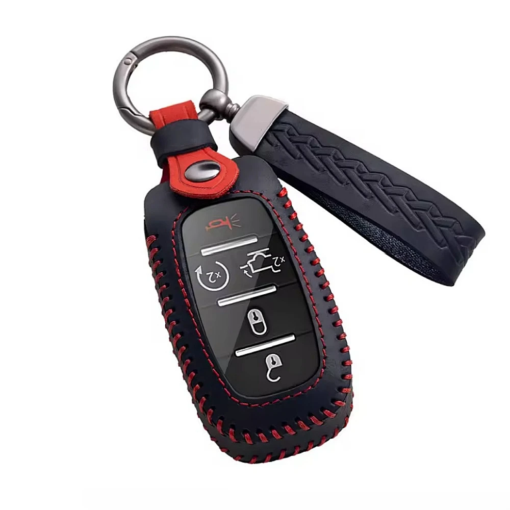 Fashion Leather Car Key Cover Fob Case Shell for Dodge Ram 1500 Pickup TRX Rebel Ram 2500 3500 4500 5500 2019 2020 2021 view 3