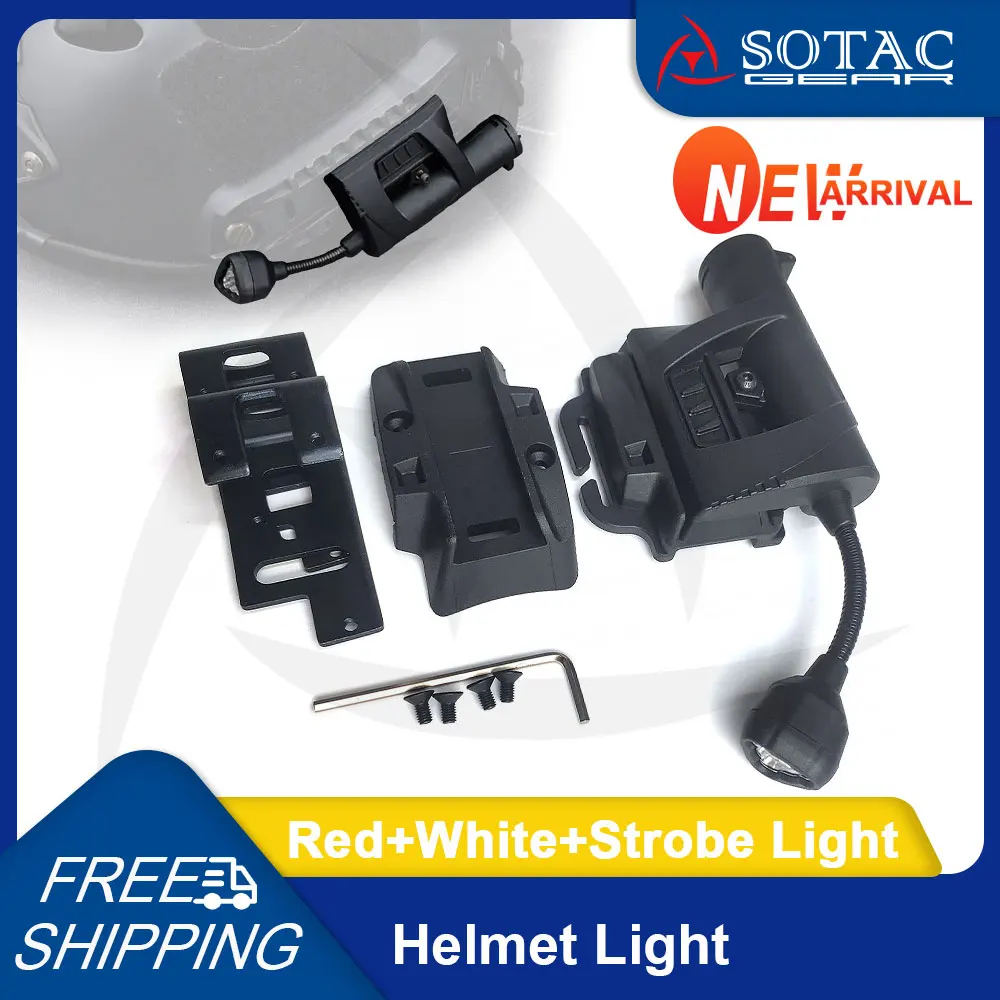 Tactical Helmet Light White LED Red Strobe Hunting Weapon Helmet Flashlight SOTAC GEAR