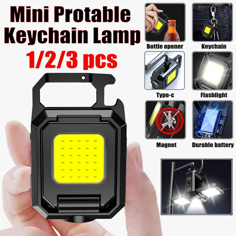 Mini LED Flashlight Rechargeable Flashlight Pocket Work Lights Outdoor Waterproof Emergency Camping Fishing Magnet Torches Lamp