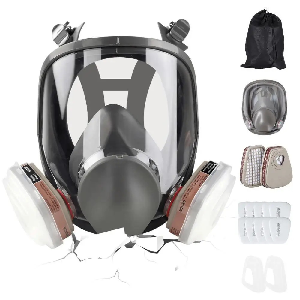 SJL 7 In 1 6800 Industrial Painting Spraying Respirator Gas Mask 3 In 1 Suit Safety Work Filter Dust Full Face Mask Gas Mask