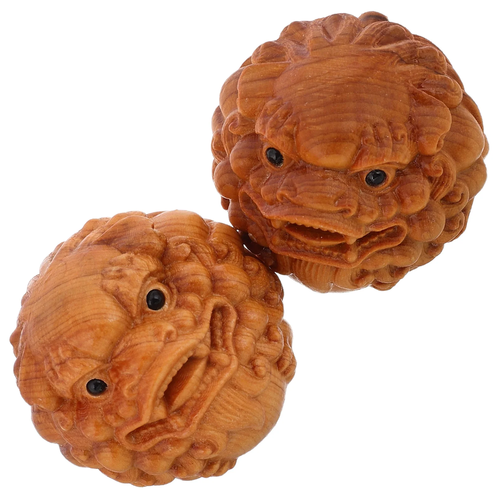 

2Pcs Wooden Hand Massage Balls Carved Lion Head Cliff Cypress Wood Handball Tool for Finger Exercise Stress Relief Hand Muscle