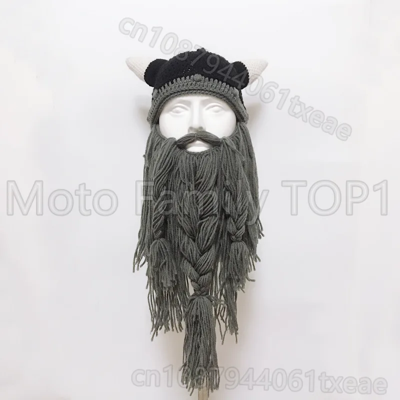 Creative Personality Party Hat Big Beard Pointed Horns Funny Sand Sculpture Hat Wonderful Wool Halloween Props Christmas Gifts