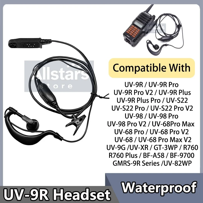 

Baofeng UV-9R Plus Водонепроницаемая рация UV-68 Pro Max V2 Гарнитура Микрофон для UV-9R Pro Динамик Аксессуары для двусторонней радиосвязи