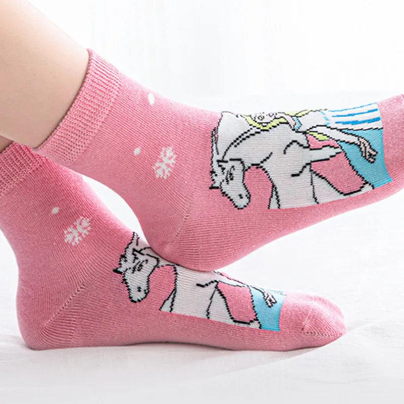 New Anime Frozen Children Socks Kawaii Elsa Anna Princess Cotton Autumn Winter Socks Disney Princess Girl Kids Gifts