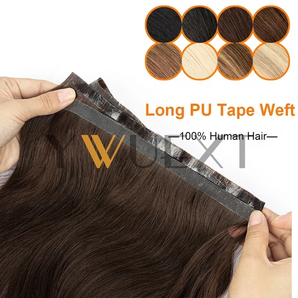 Seamless PU Flat Weft Hair Extensions  Long Tape Human Hair Weaves 12''-20'' Natural Straight Hair Bundles 40g-50g for Women