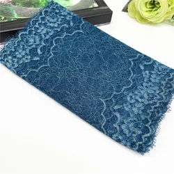 3y/lot Width 9inch 23cm Teal Blue Gold Non-Elastic Eyelash Lace Trim Lingerie Sewing Craft DIY Apparel Fabric Lace Garment Acce