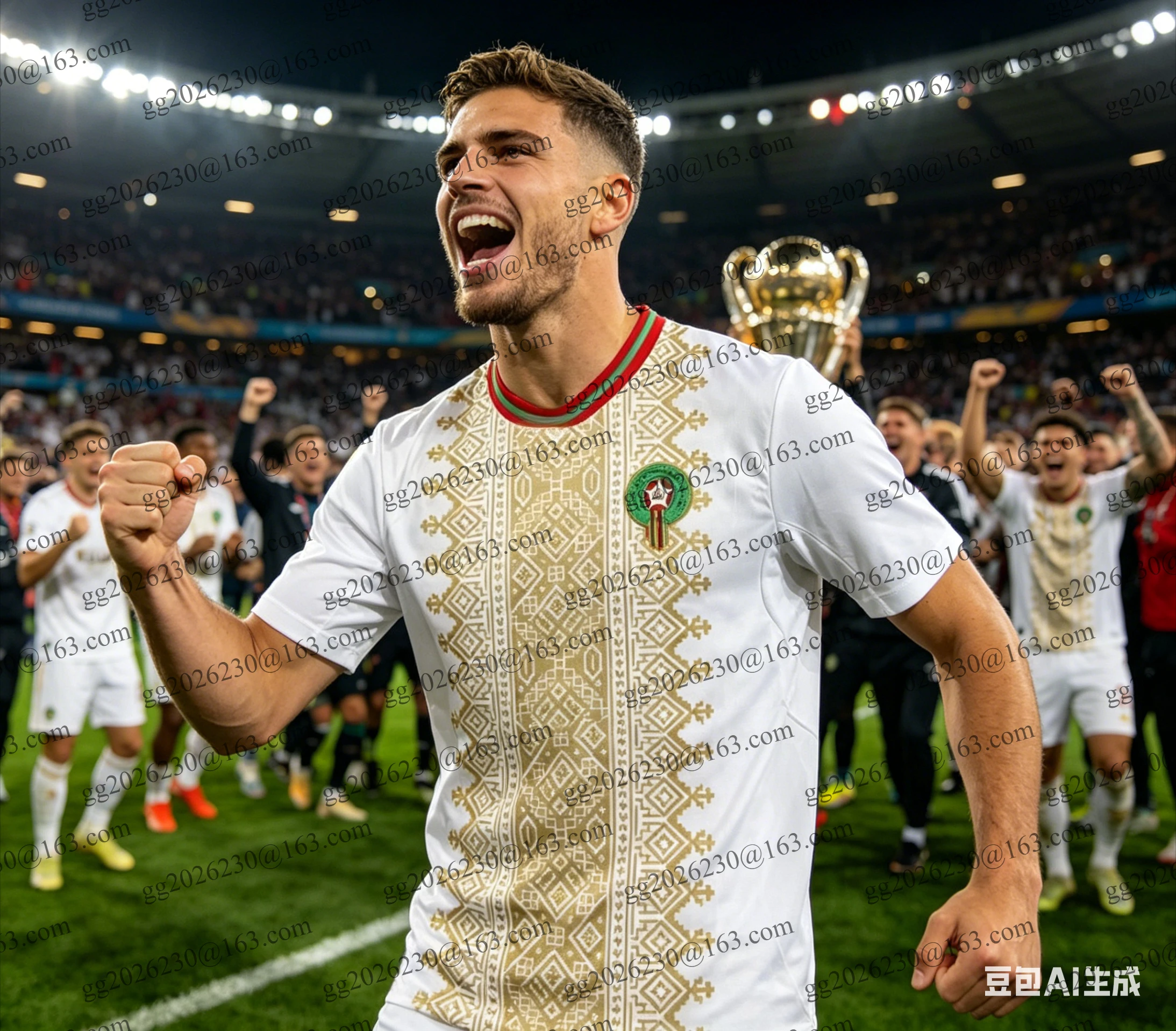 Maillot de football de l'équipe nationale du Maroc 2026 - Dernière collection - Motif géométrique - Édition Fan - Confortable et respirant pour toute la famille