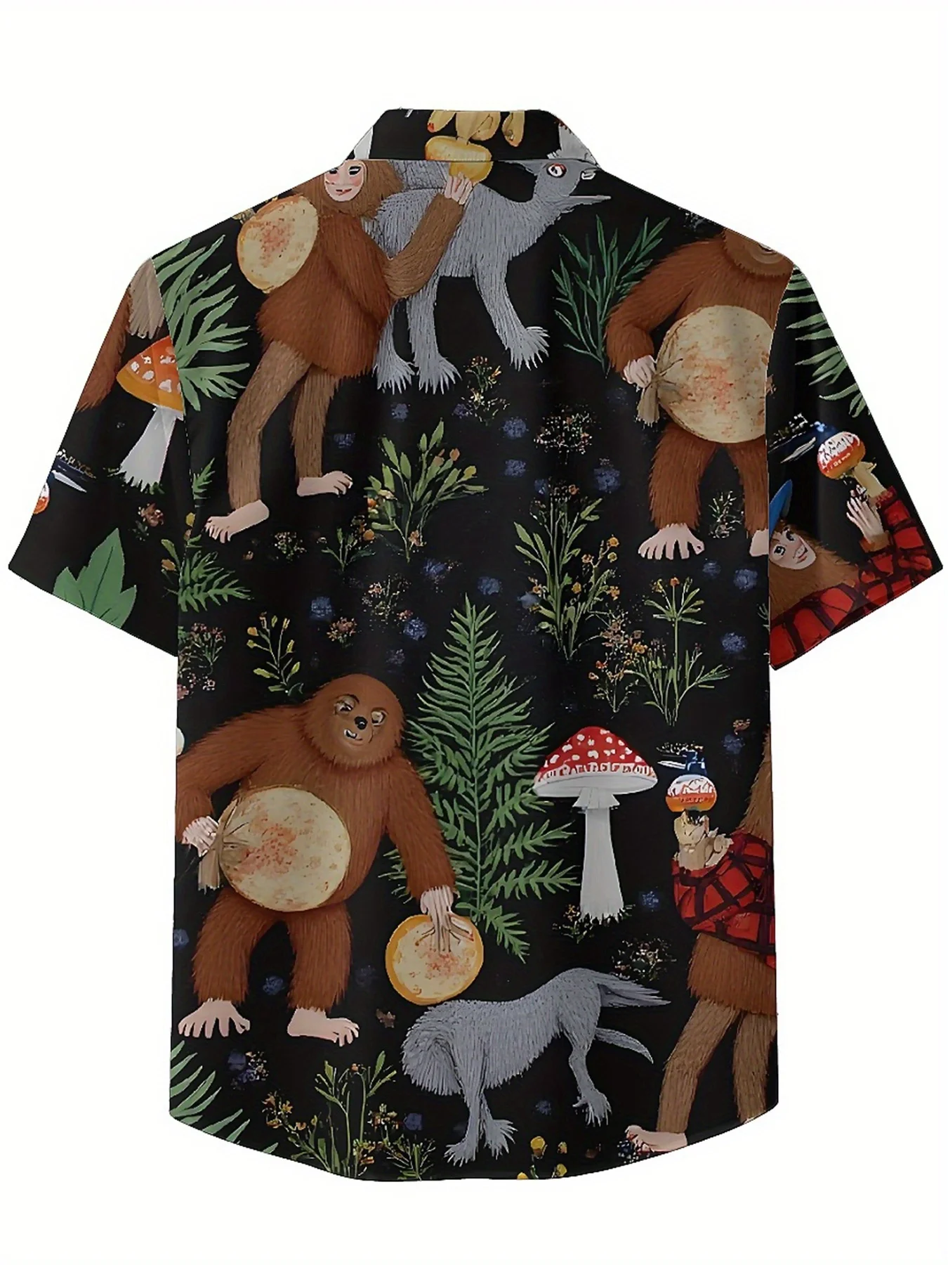 Men's Plus Size Hawaiian Shirts Mushroom Elves Pattern, Unisex Aloha Shirts,New Summer Tops Tee,streetwear