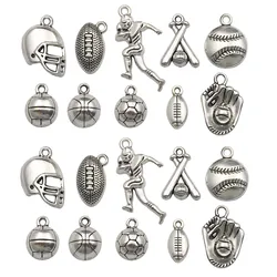 10/20pcs Sports Charms Alloy Athlete, Ball, Helmet, Glove Design Pendants For DIY Bracelet Necklace Jewelry Making Accessories