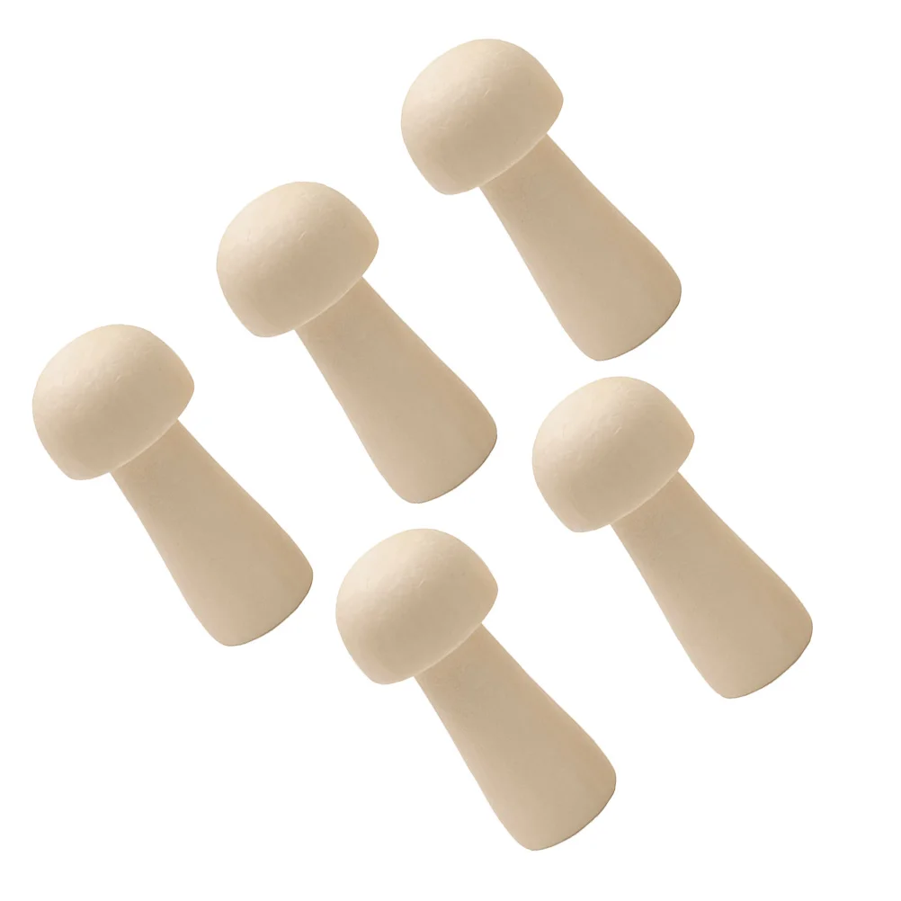 

5 Pcs Decorations Wooden Crafts Child Mushroom Night Light Stuff Graffiti DIY Heads