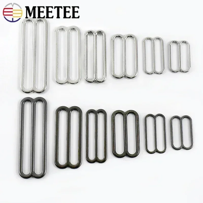 Meetee 10Pc Tri-Glide Slider Clasp 6-50mm Metalowa klamra do paska torby Bielizna 8-kształtny haczyk na pierścionek DIY Akcesoria do szycia odzieży