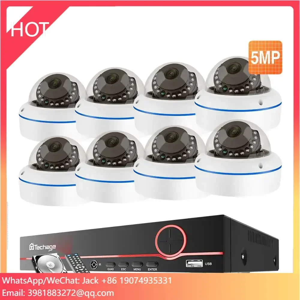 

Night Vision Two-way Audio 8ch 5mp Nvr Poe Security Ip Cctv Camera Vandal Proof Dome Camera System Poe Camera