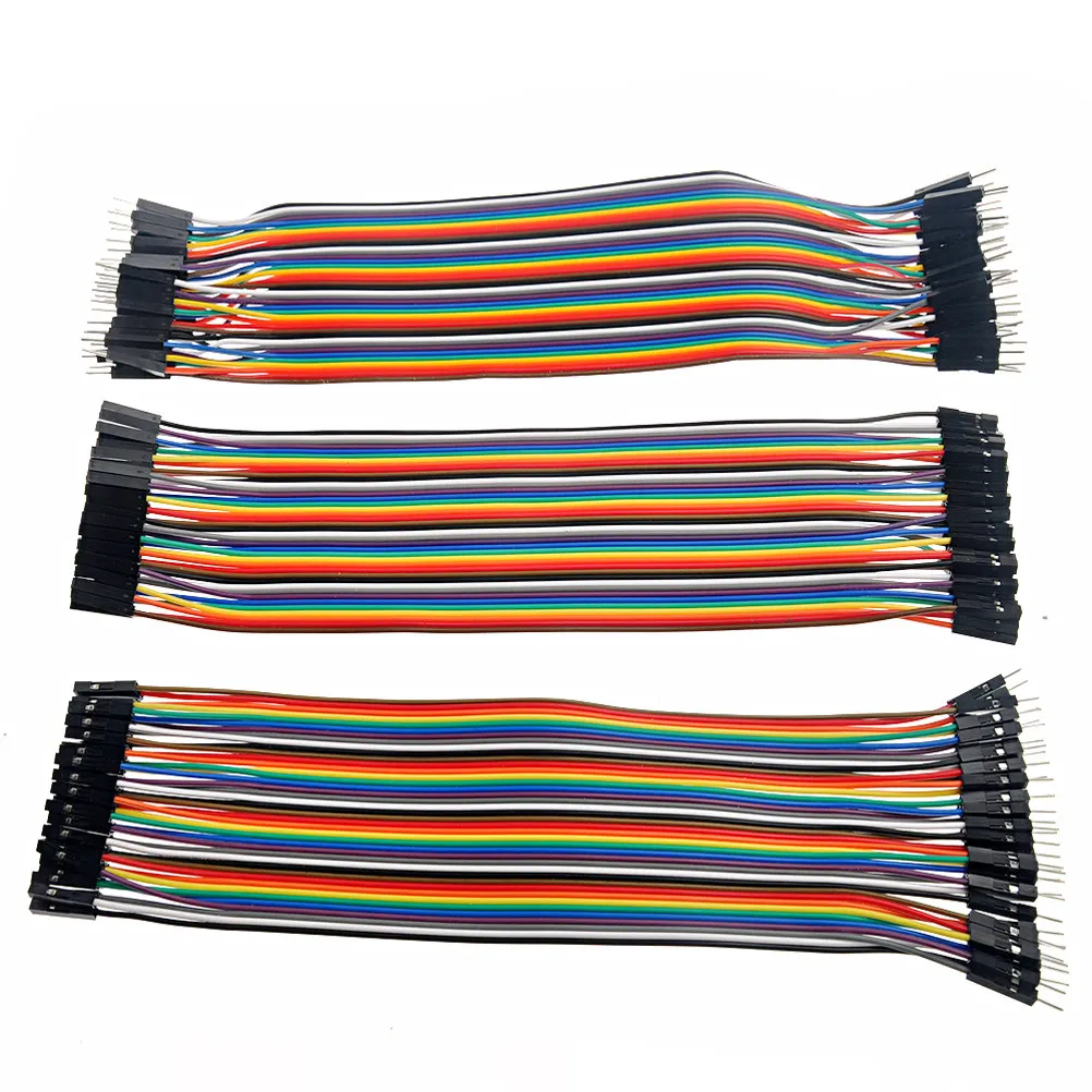 3Pcs 20Cm 40Pin Breadboard Jumper Wire Set Copper Core 0.1inch 2.54mm Pitch Male Female Cables for Prototyping