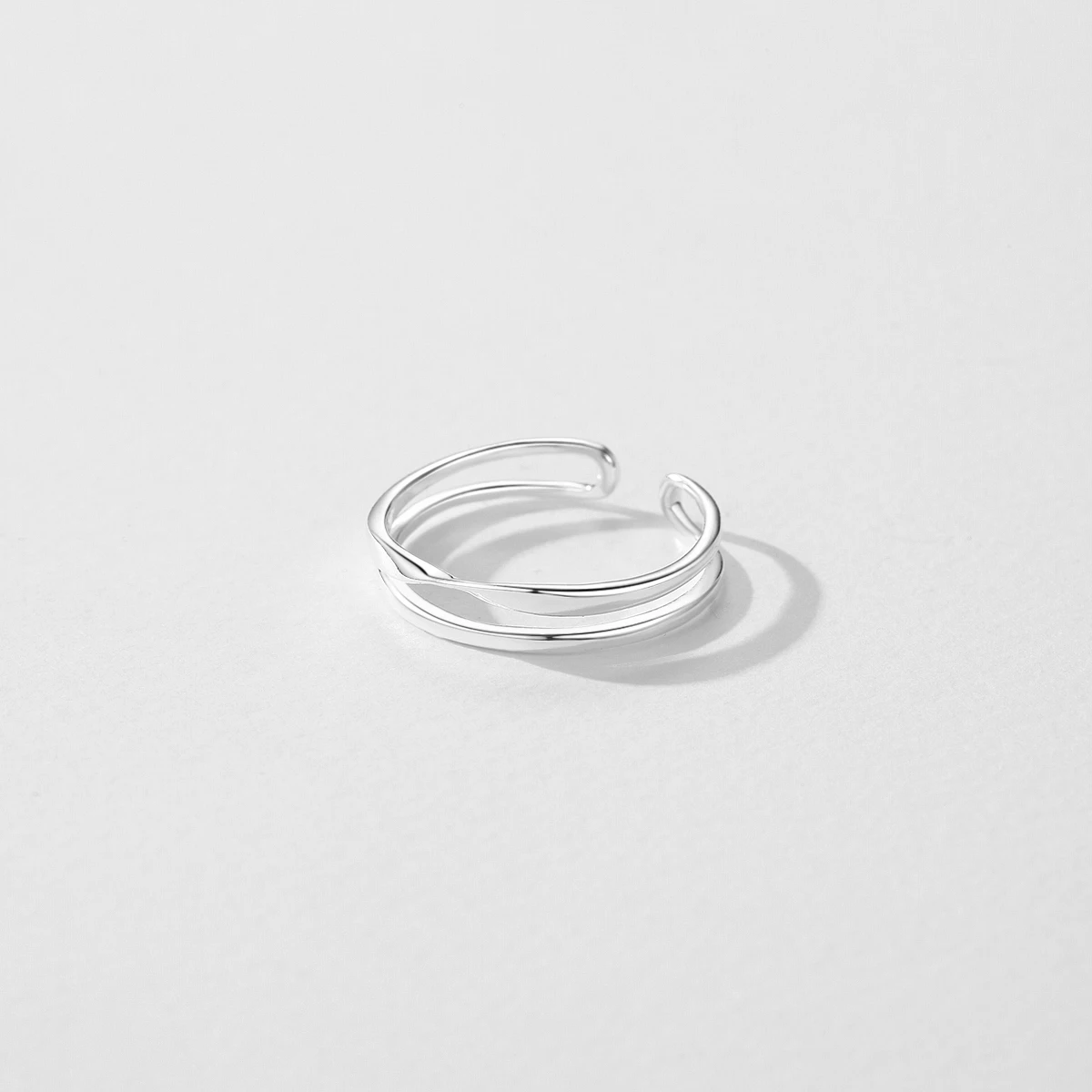 MODIAN-Minimalista 925 Sterling Silver Anel Ajustável para Mulheres, Anel Torcido Simples, Linha de Deck Duplo, Abertura, Jóias Finas, Festa