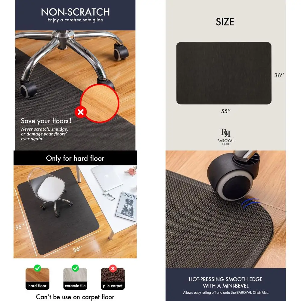 

Hardwood Floor Office Chair Mat, 36x55, Non-Slip, Heavy Duty, PVC Plastic, Espresso