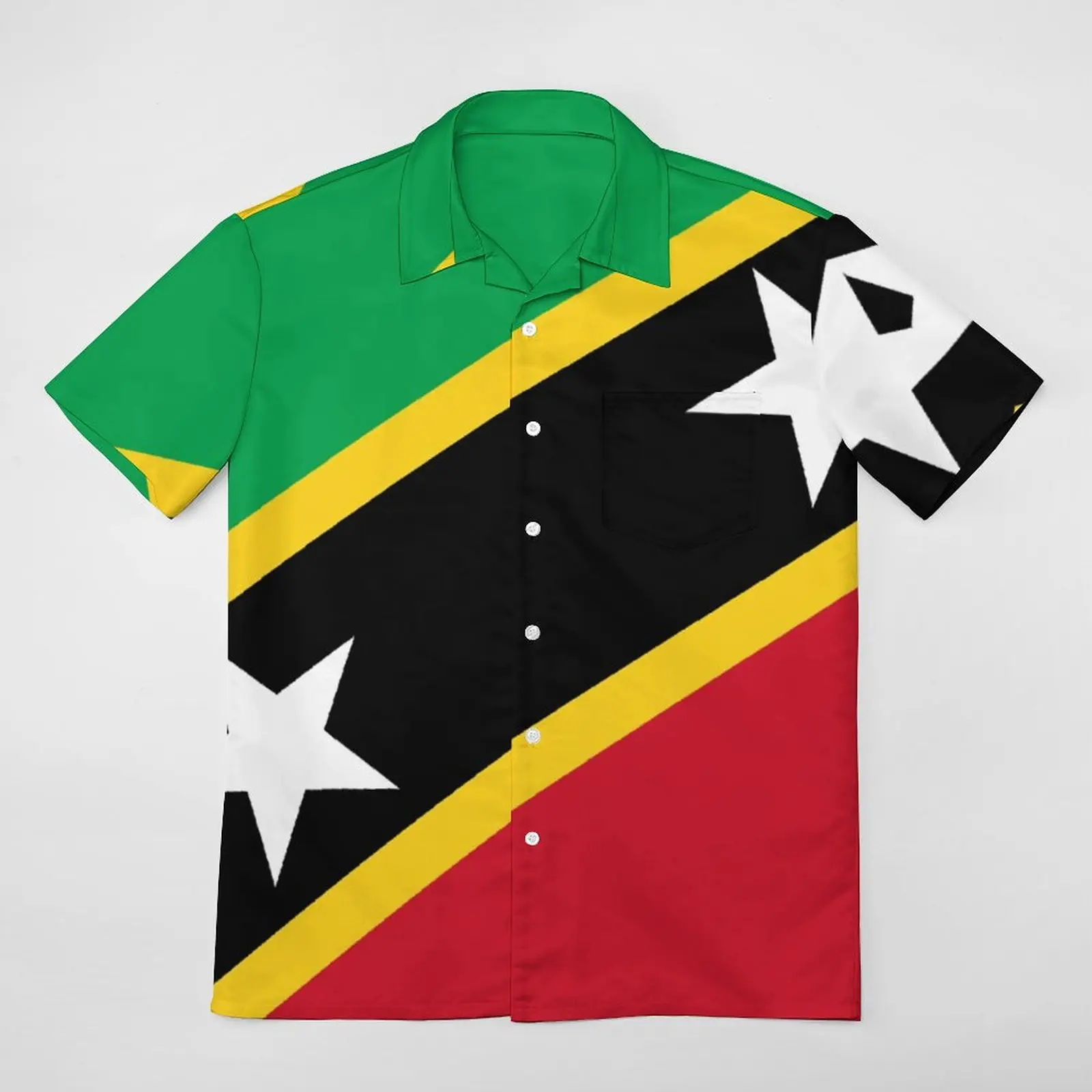 Funny St. Kitts And Nevis Flag A Short Sleeved Shirt Tees Suit Swimming Vintage USA Size