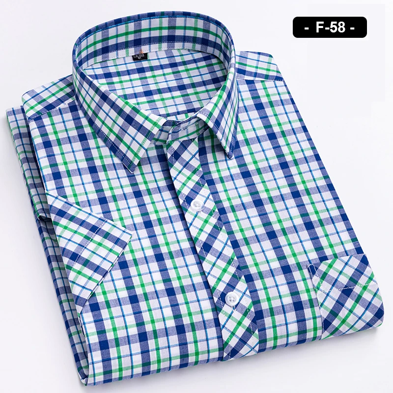 Plaid Short Sleeve Shirts For Man Cotton Checked Colorful New Fashion Summer Young Boy Beach Clothing Confortable Casual Shirts