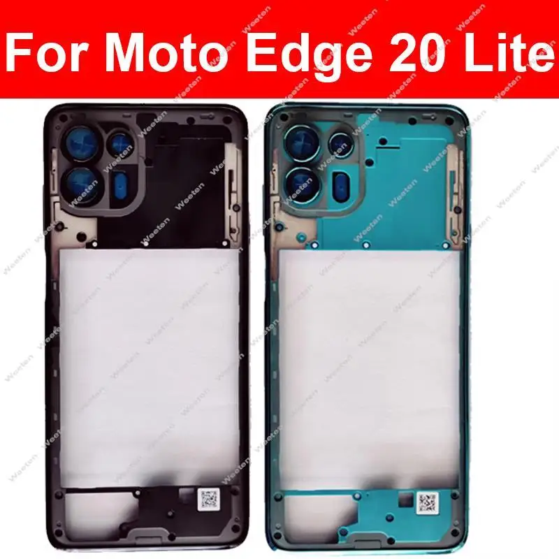 Middle Housing LCD Front Frame For Motorola Moto Edge 20 Lite Front Middle Frame Cover Bezel with Volume Button Flex Cable