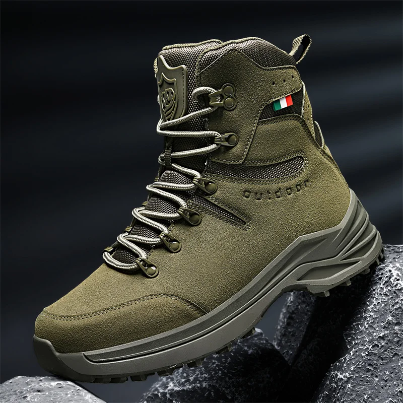 

High-top Boots Men Anti-slip Lace-up Breathable Outdoor Hiking Shoes Men Shock-absorbing Lace-up Low-top Casual Sports Shoes Men