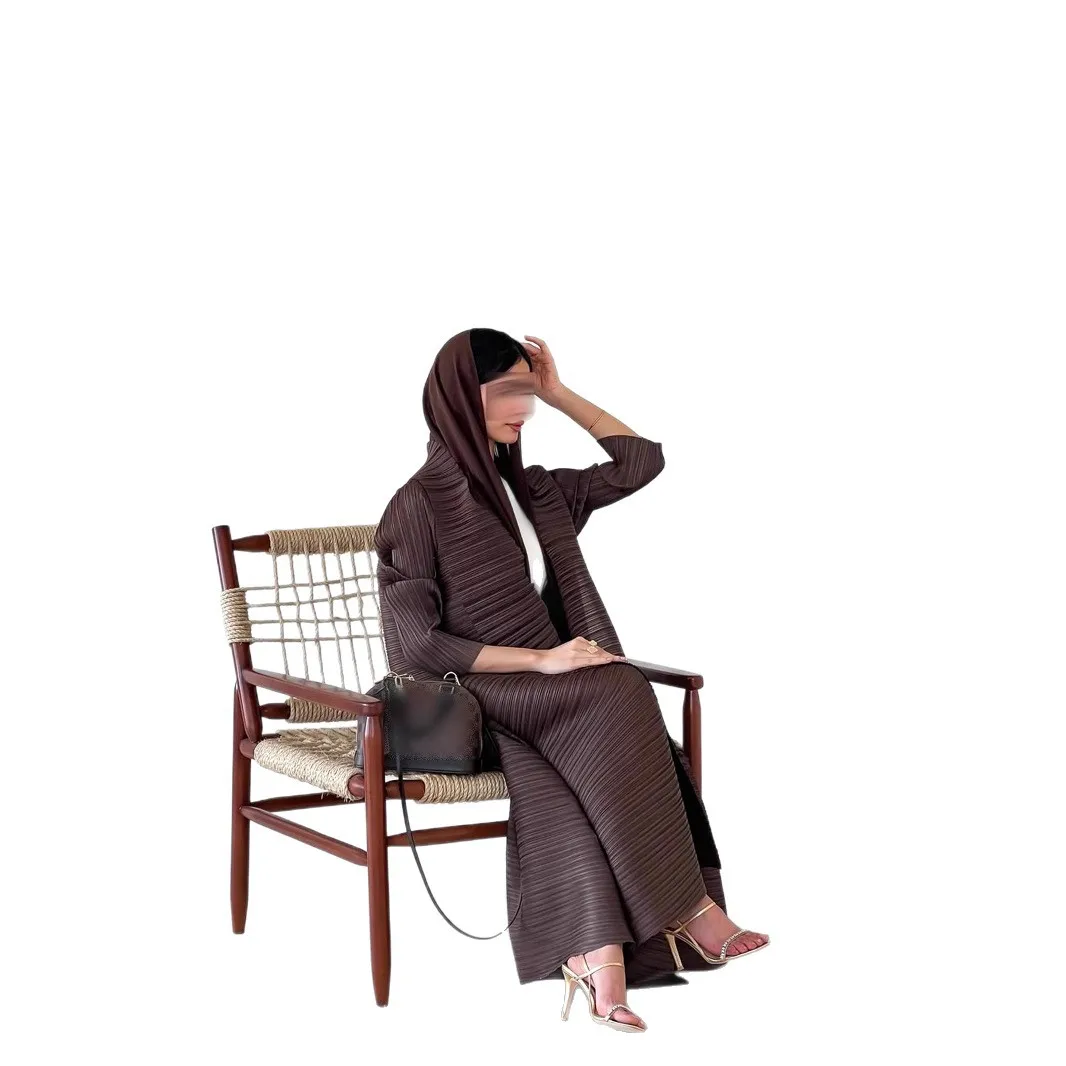 Miyake 2025 Pakaian Wanita Baru Musim Semi dan Musim Panas Jubah Berlipat Gaun Jubah Jaket Kardigan Fashion Longgar Lengan Sembilan Perempat