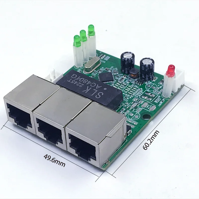 PCBA Mini 4port modul saklar industri 10/100Mbps 5V 12V 15V 18V 24V perlindungan petir 4kV antistatis 4KV