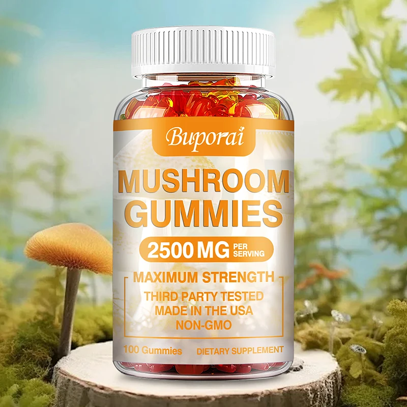 Mushroom Gummies - Brain Health, Enhances Memory and Concentration, Relieves Stress, Immune Support