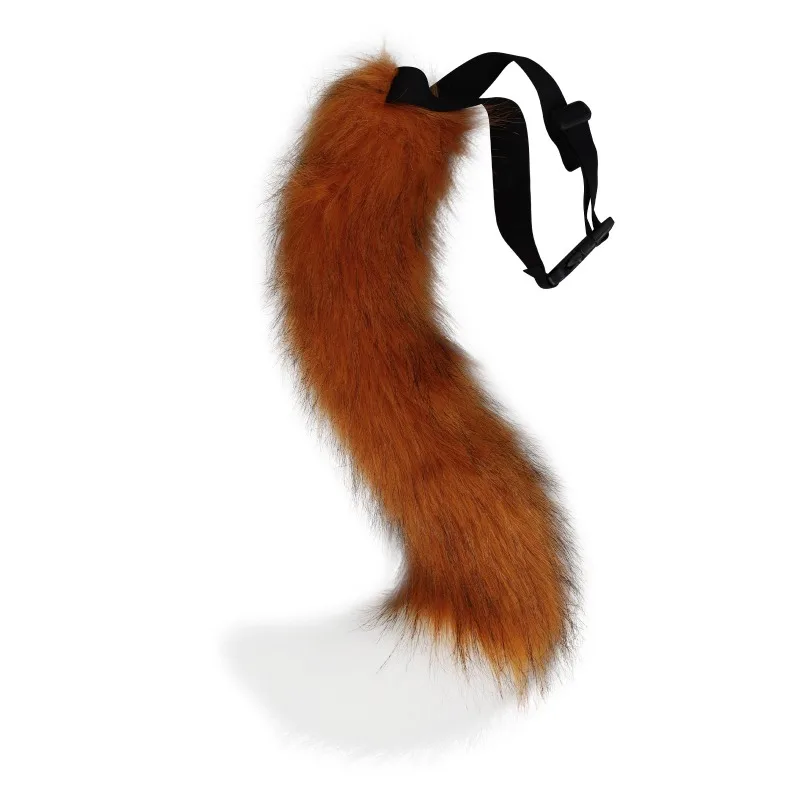 50cm Gradient Fluffy Fox Tail Adjustable Buckle Belt Faux Fur Beast Tail Cosplay Halloween Furry Costume Prop