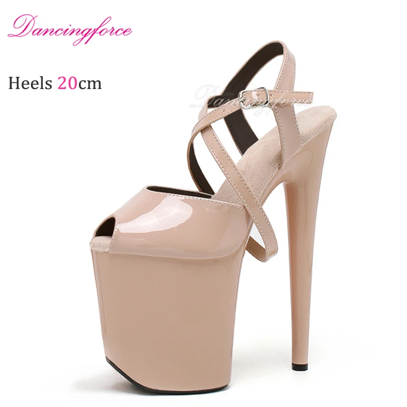 

Сексуальный фетиш, 8 дюймов/20 см, обувь для танцев на пилоне с открытым носком, женские модели для стриптиза, экзотическое платье для ночного клуба, сандалии на платформе