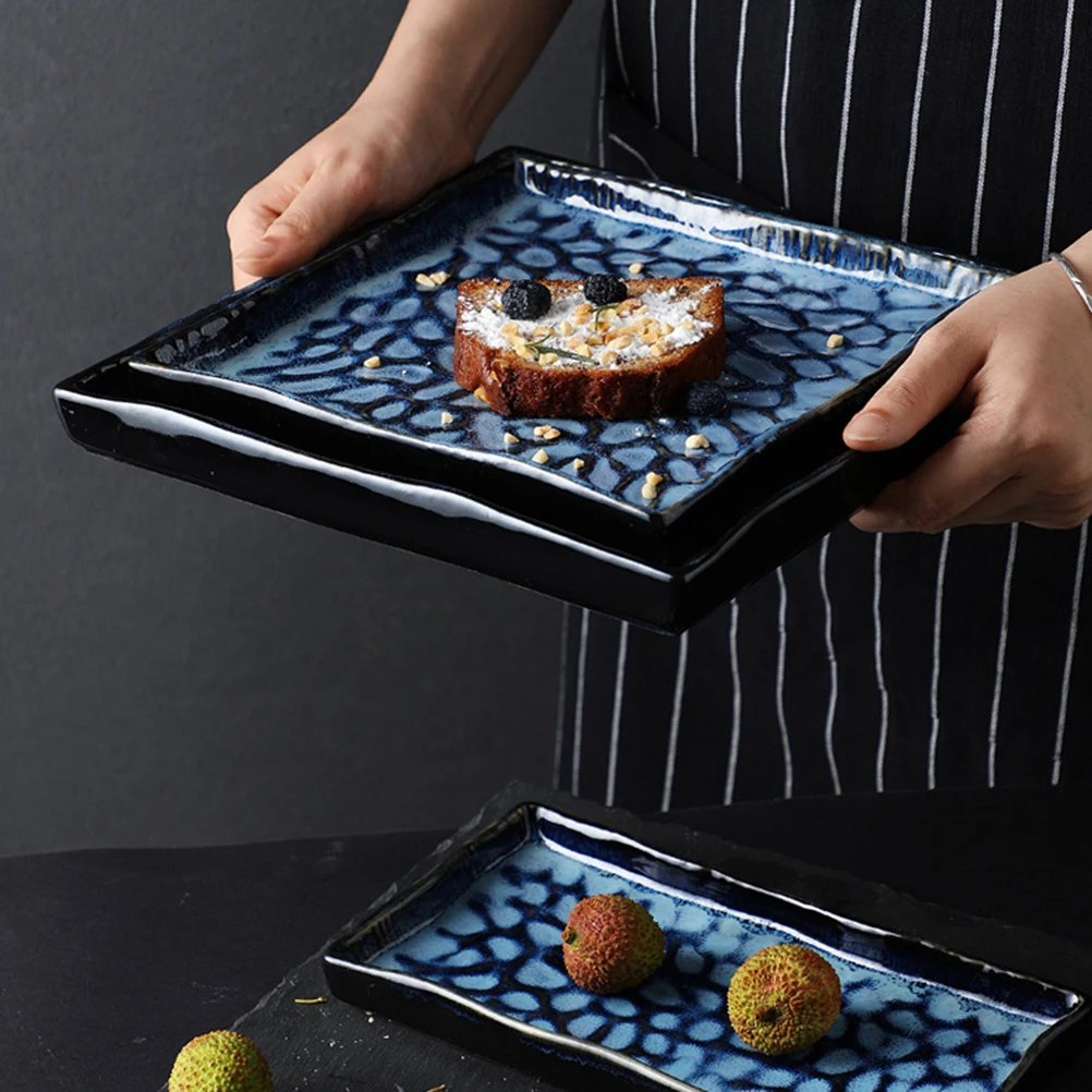 

9.5 Inches Embossed Ceramic Sushi Plate Stylish Dinnerware for Parties Weddings Restaurants Bars Multifunctional Food Dish