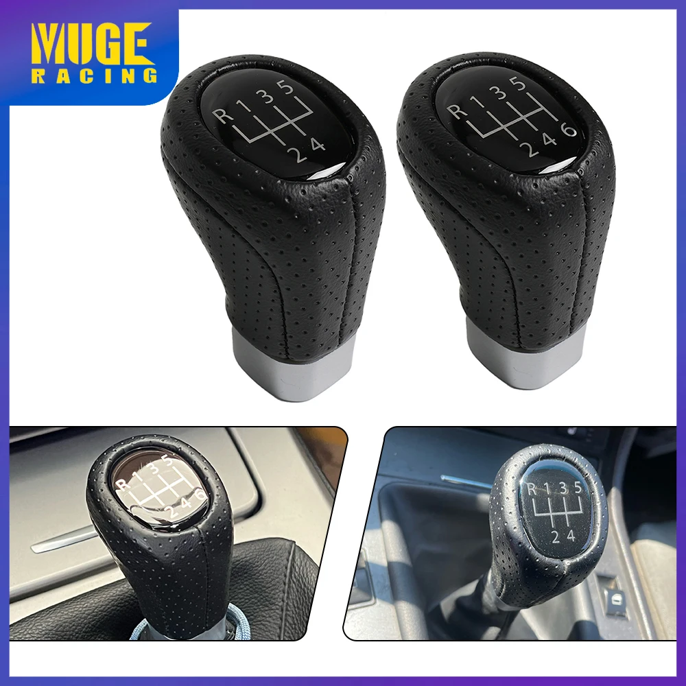 

5/6 Speed Leather Car Gear Shift Knob Head Manual Shifter Lever HandBall Auto Part For BMW 1 3 Series E81 E82 E90 E91 E92 SFN150