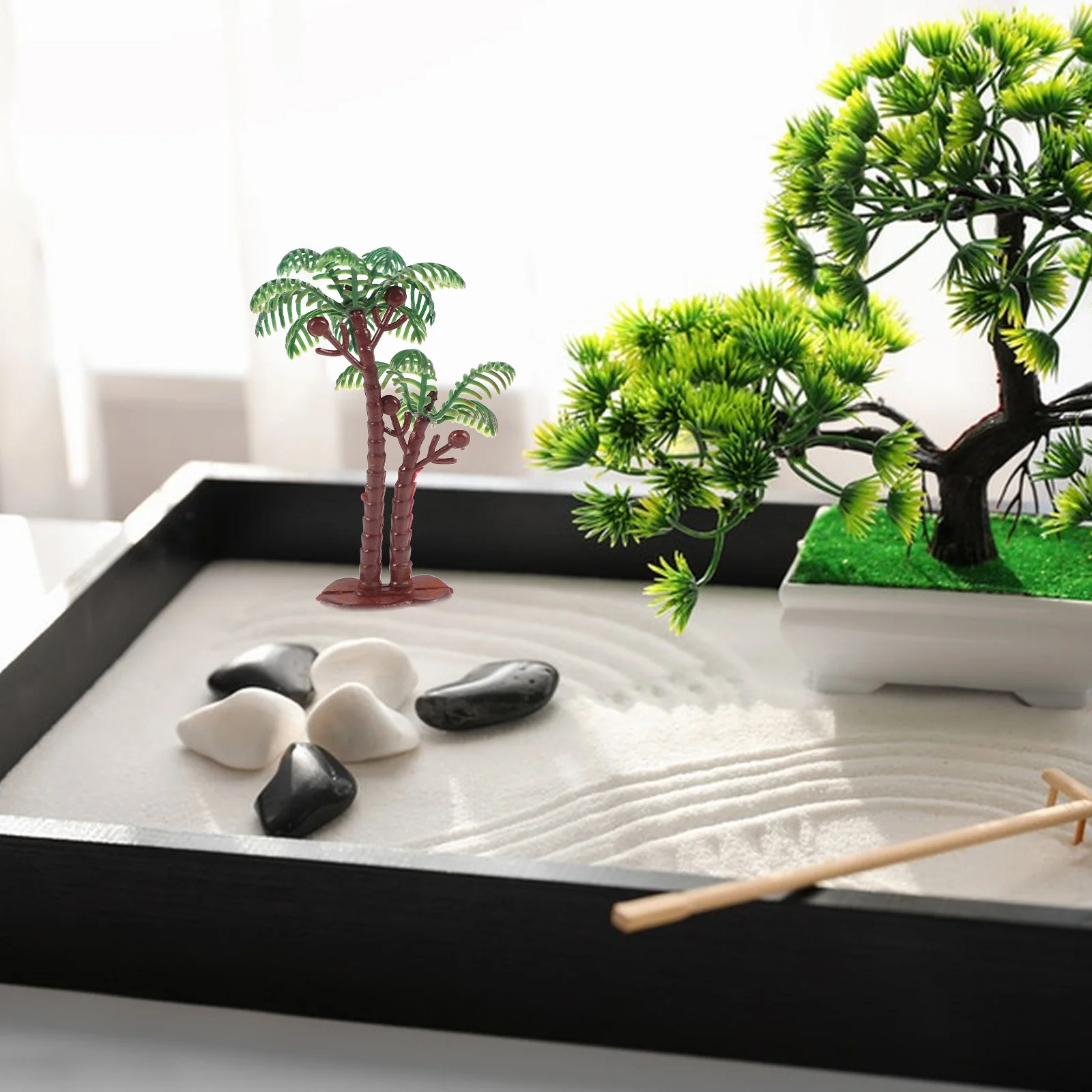 

15Pcs Micro Landscape Coconut Tree Set Mini Artificial Palm Trees Plastic Miniature Plants for Aquarium Garden Decoration