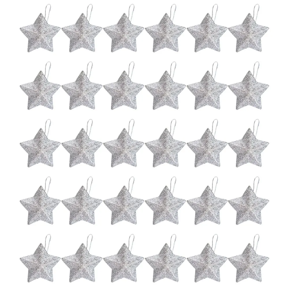 

30 Pcs Christmas Window Decorations Description Xmas Glitter Stars Hanging Ornaments