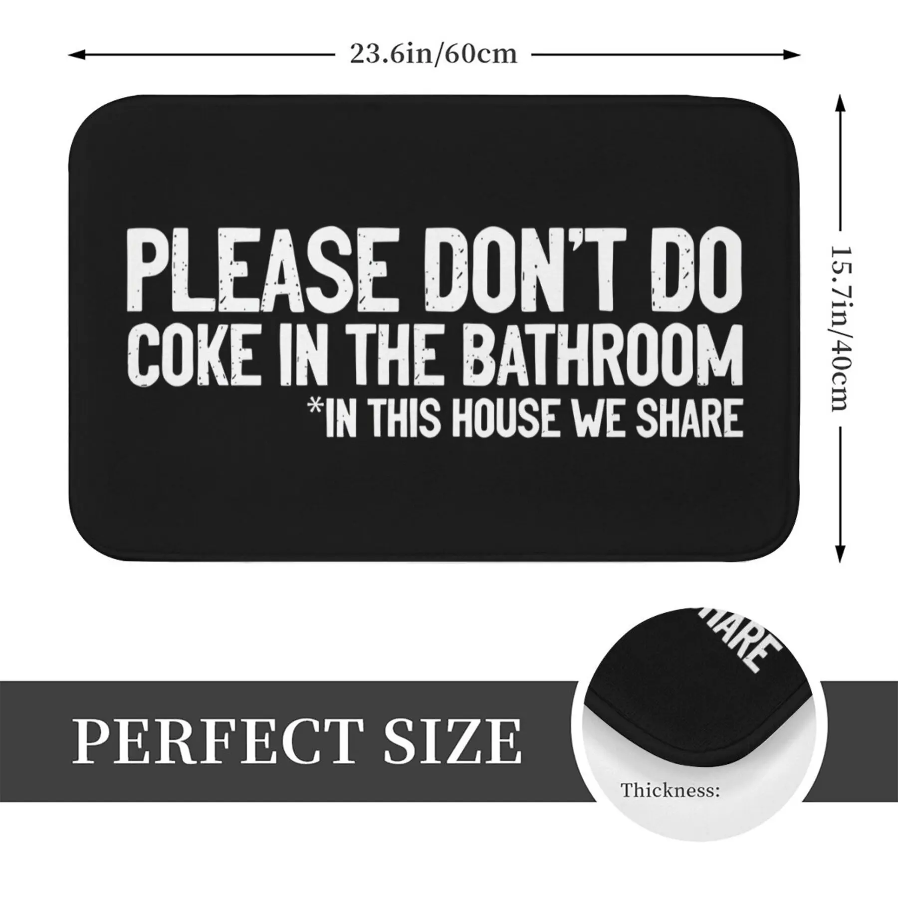 1 Lightweight Machine Washable Polyester Rectangular Doormat - Non-slip with 