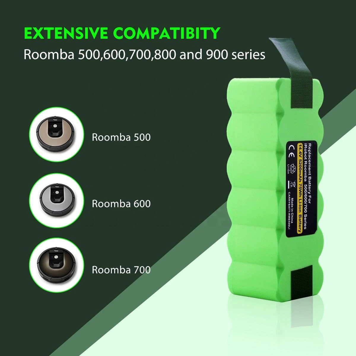 Victpower 14.4v 5200mAh Lithium Replacement IRobot Battery for IRobot Roomba 500/600/700/800 Full Series Sweeper Vaccum Cleaner