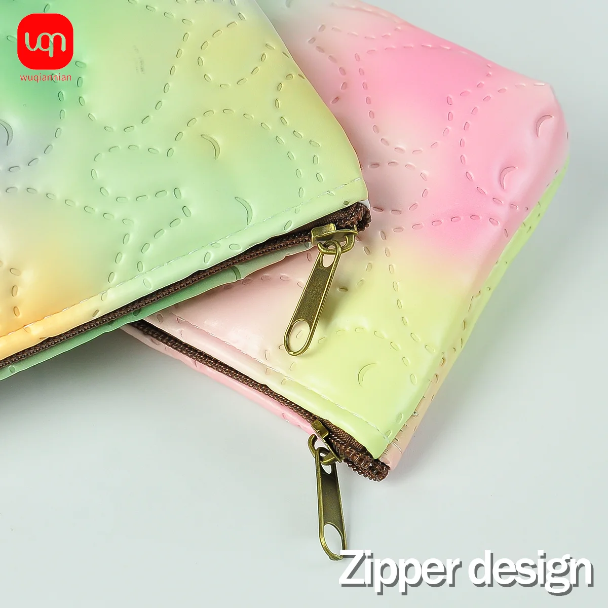 Gradient Color Pu Leather Handle Zipper Large Capacity OrganizerBag Three-Dimensional Pen BagFor Kindergarten Students