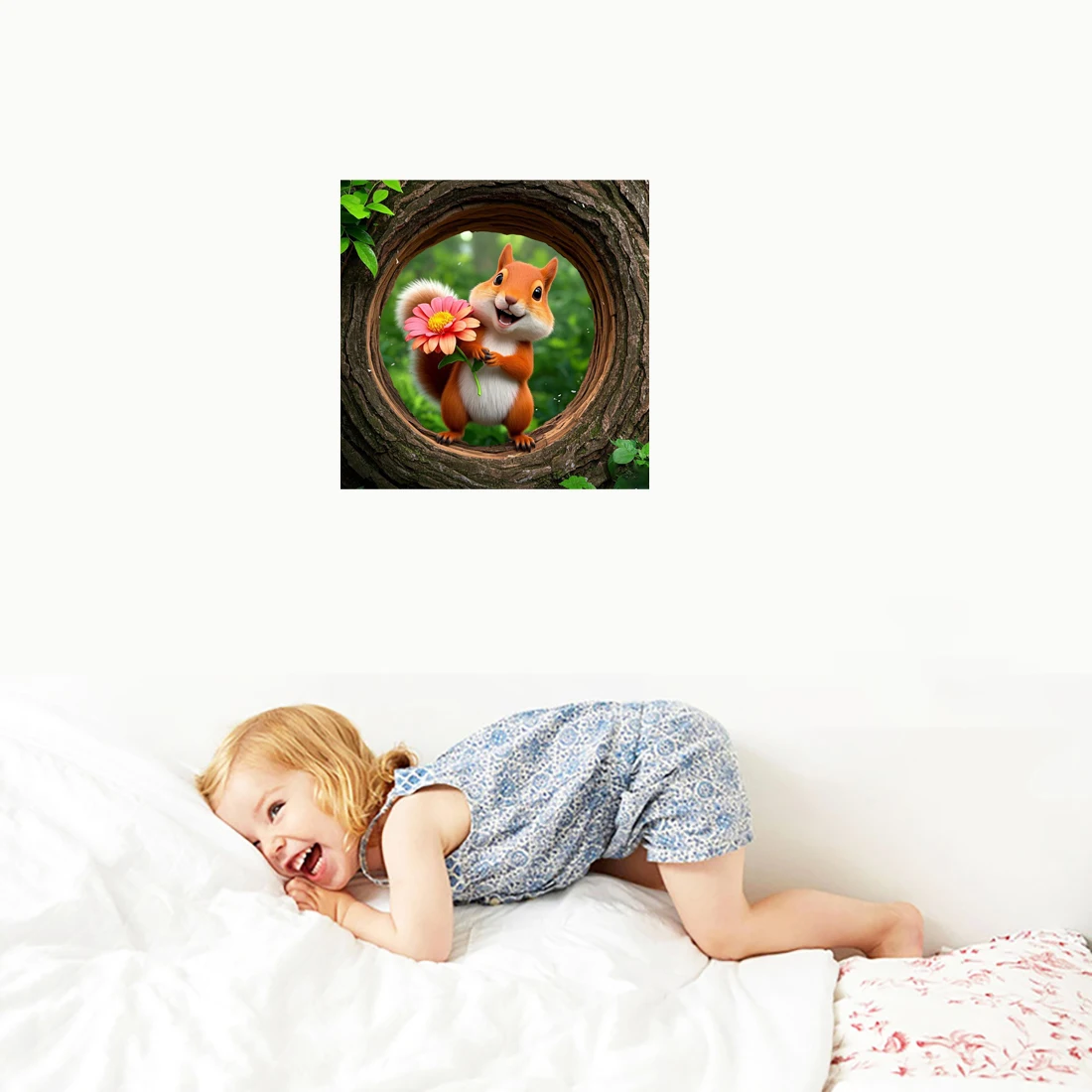 Three Ratels QHD51 Funny Tree Hole Squirrel Cartoon Animal Wall stickers for home decoration