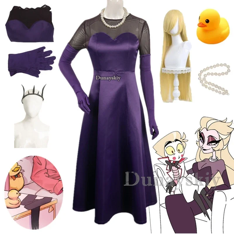 Hazbin Costume Sexy Cosplay Crown Anime Lilith Family Carnival Necklace Girls Headgear Costumes Lucifer Wife Adult Kid