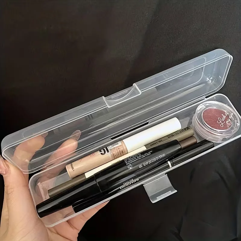 3pc is a convenient transparent storage box for travel: a compact and flexible solution for organizing makeup brushes, toothbrus