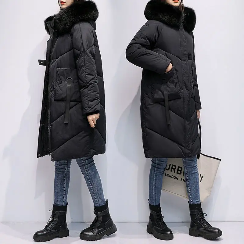 Winter Clothing Women Long Down Jacket White Duck Down Puff Jacket Hooded Warm Thick Coat Quilting Snowwear Mujer Retro Coats
