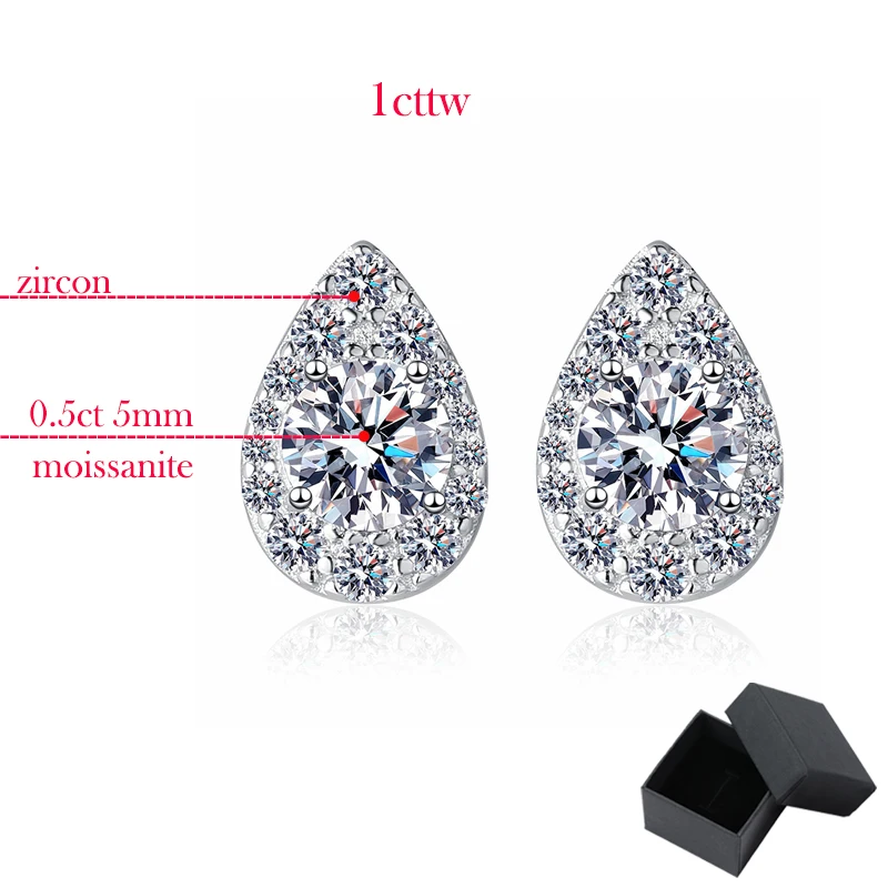 Smyoue 1cttw Sparkling Moissanite Stud Earrings for Women Engagement Birthday Gift Jewelry 100% 925 Sterling Silver Wholesale