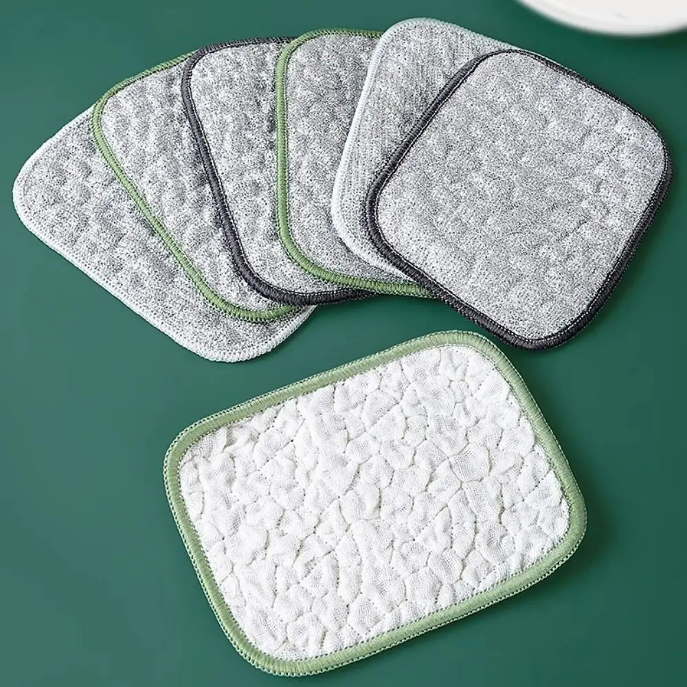 5Pcs Double-Side Dishwashing Sponge Reusable Non-Stick Oil Wiping Rags Household Multi-purpose Kitchen Cleaning Cloths