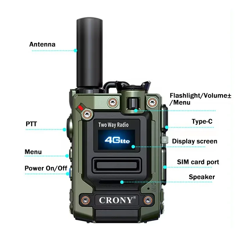 공장 도매 크로니 메탈 바디 K300 4G LTE POC 핸드헬드 무전기 5000km 장거리 워키토키