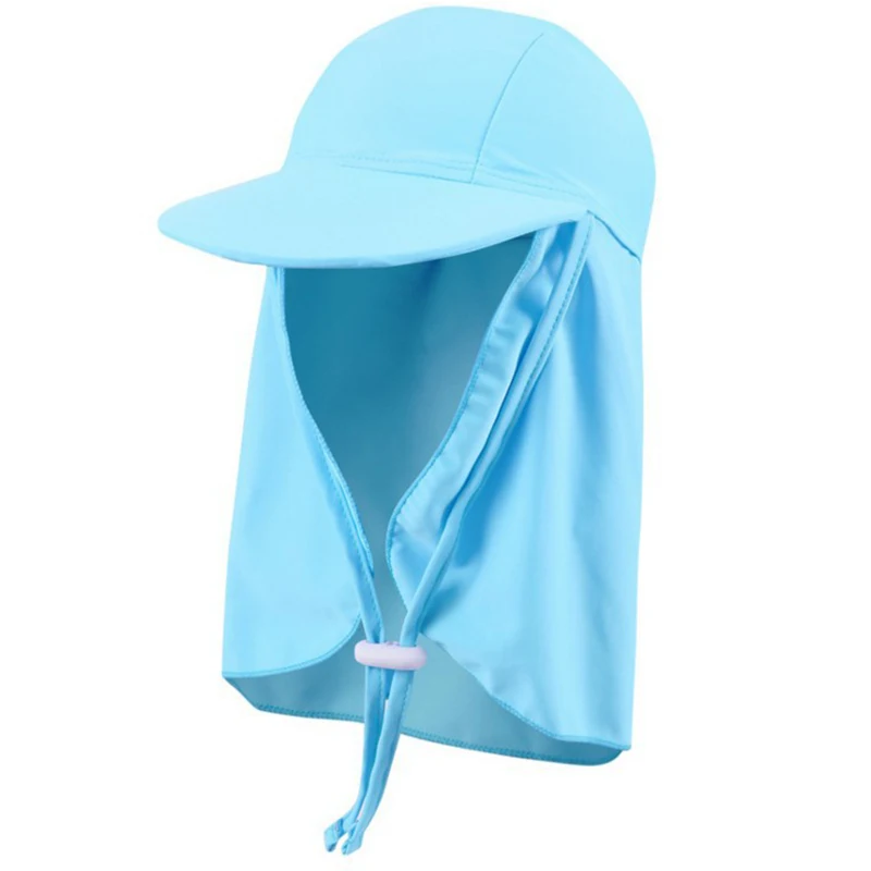 Children\'s Beach Cap Neck Cover UPF50 Kids Bucket Hat Summer Boys Girls Seaside Travel Outdoor Casual Sunscreen Swim Flap Hats